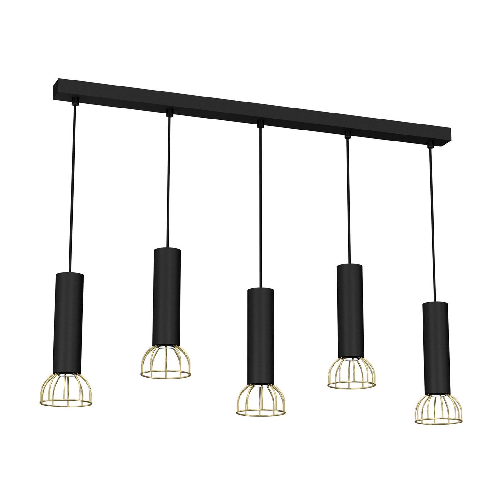 Danjel suspension à 5 lampes noir/doré