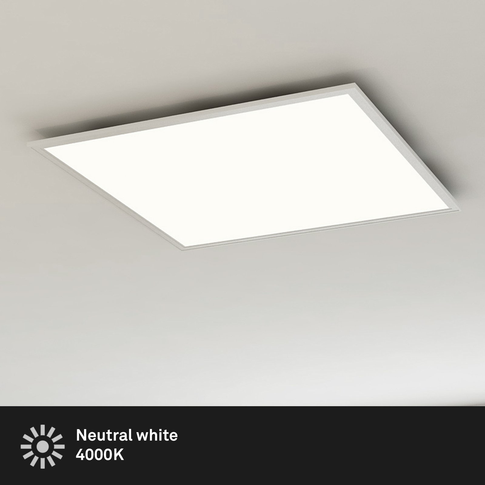 LED panelis Vienkārši balts, ļoti plakans, 59,5x59,5 cm