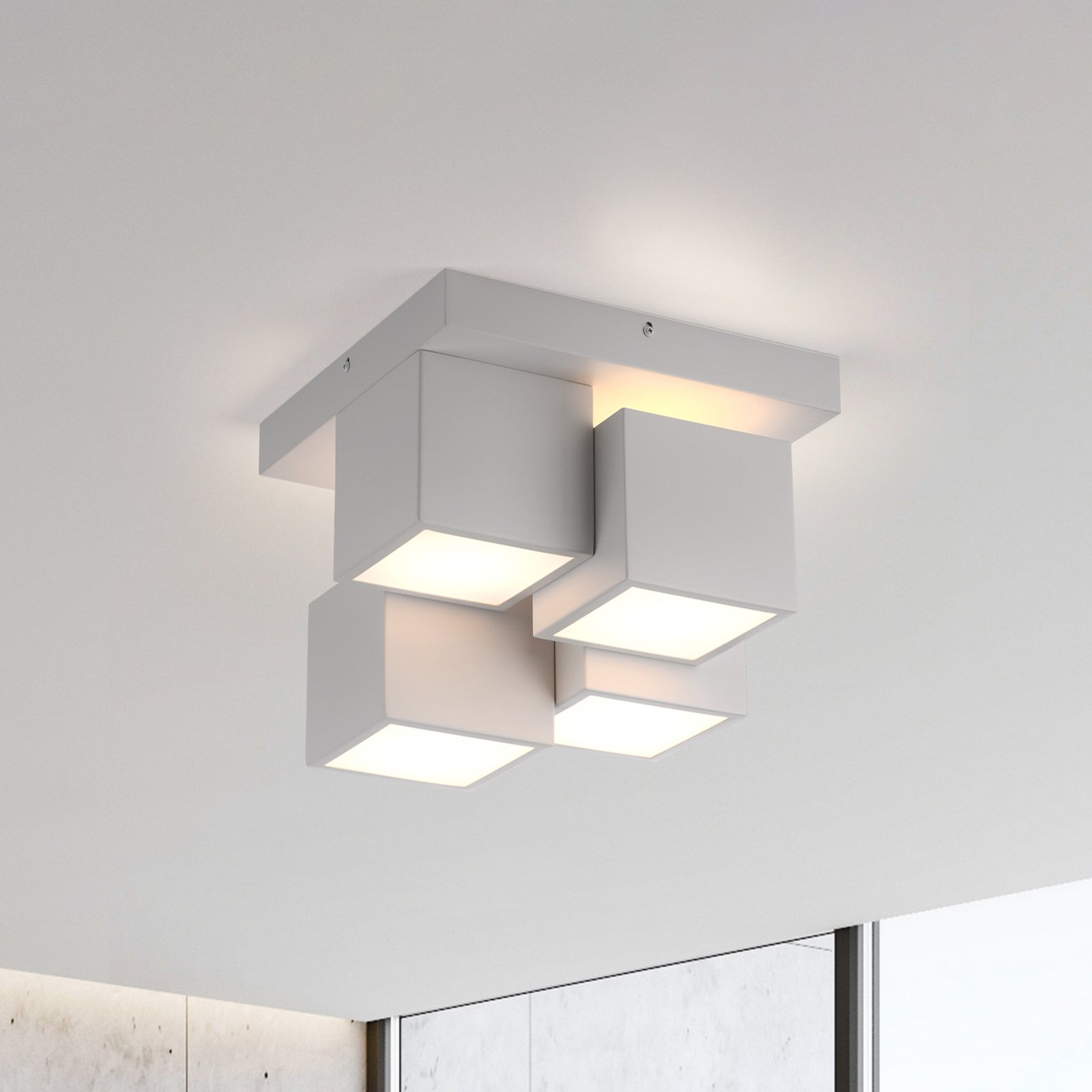 JUST LIGHT. LED ceiling light Tetris, iron, 3,000 K, white