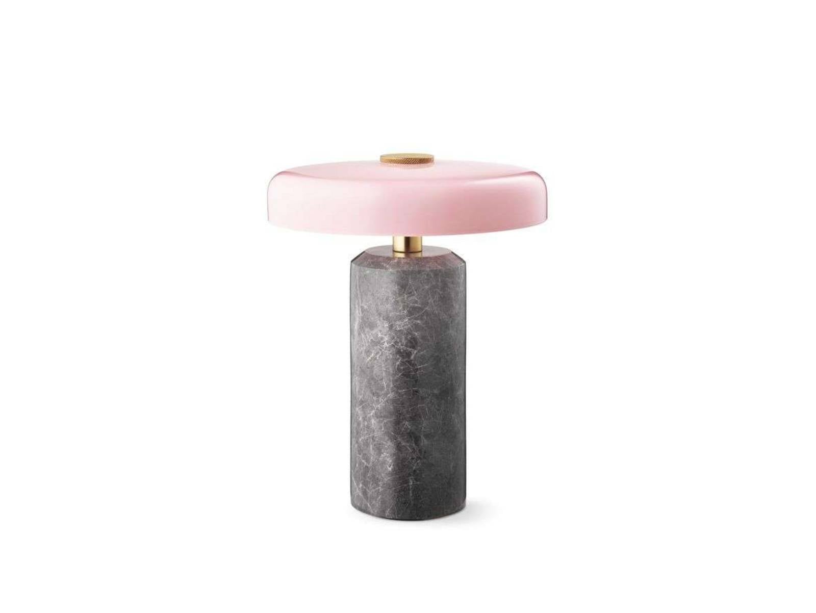 DESIGN BY US Lampe de table LED rechargeable Trip, gris / rose, marbre, verre, IP44