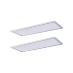 Lindby LED panel Livel, set of 2, 4,000 K, 80 x 30 cm, silver