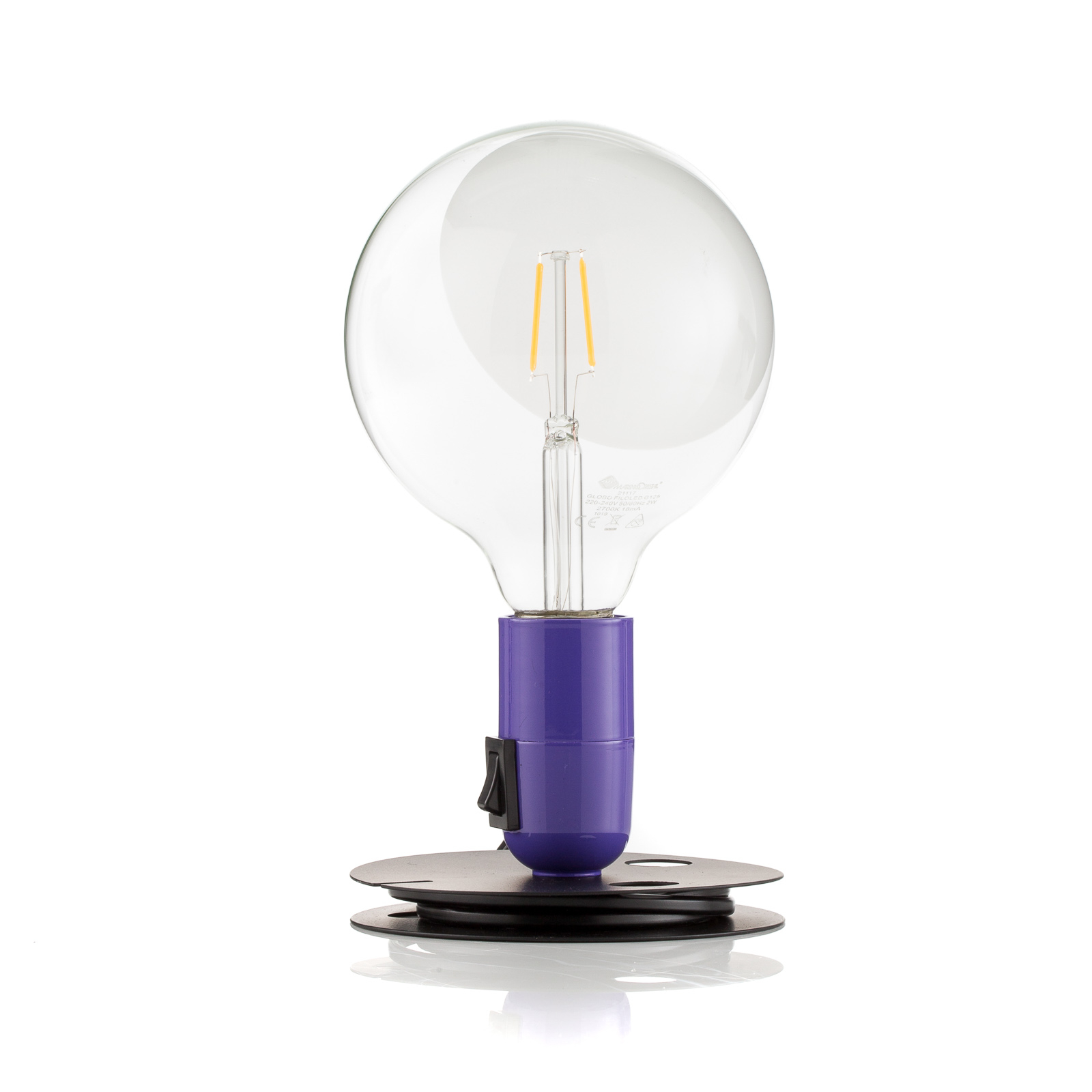 FLOS Lampadina LED stalinė lempa violetinės spalvos, juodas pagrindas