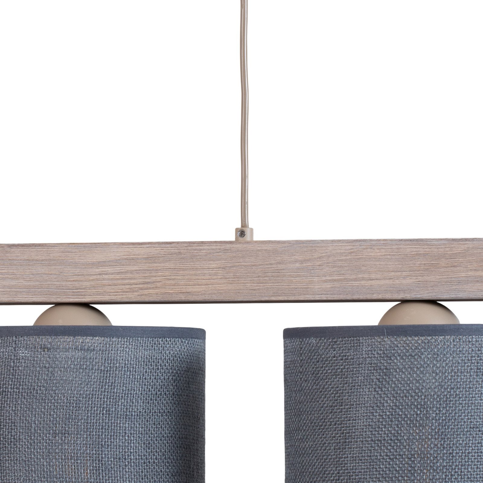 Suspension Forest, à 3 lampes, bois clair, jute gris