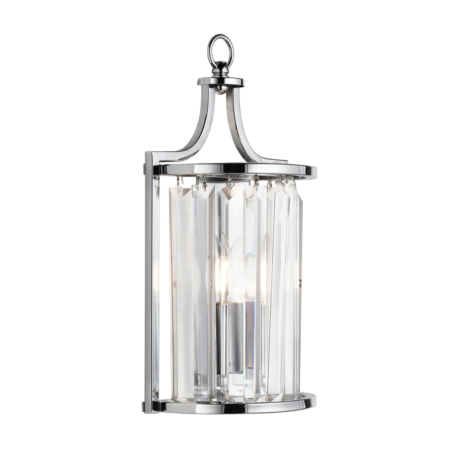 Victoria wall light, chrome-coloured, crystal glass, 18 cm, E14