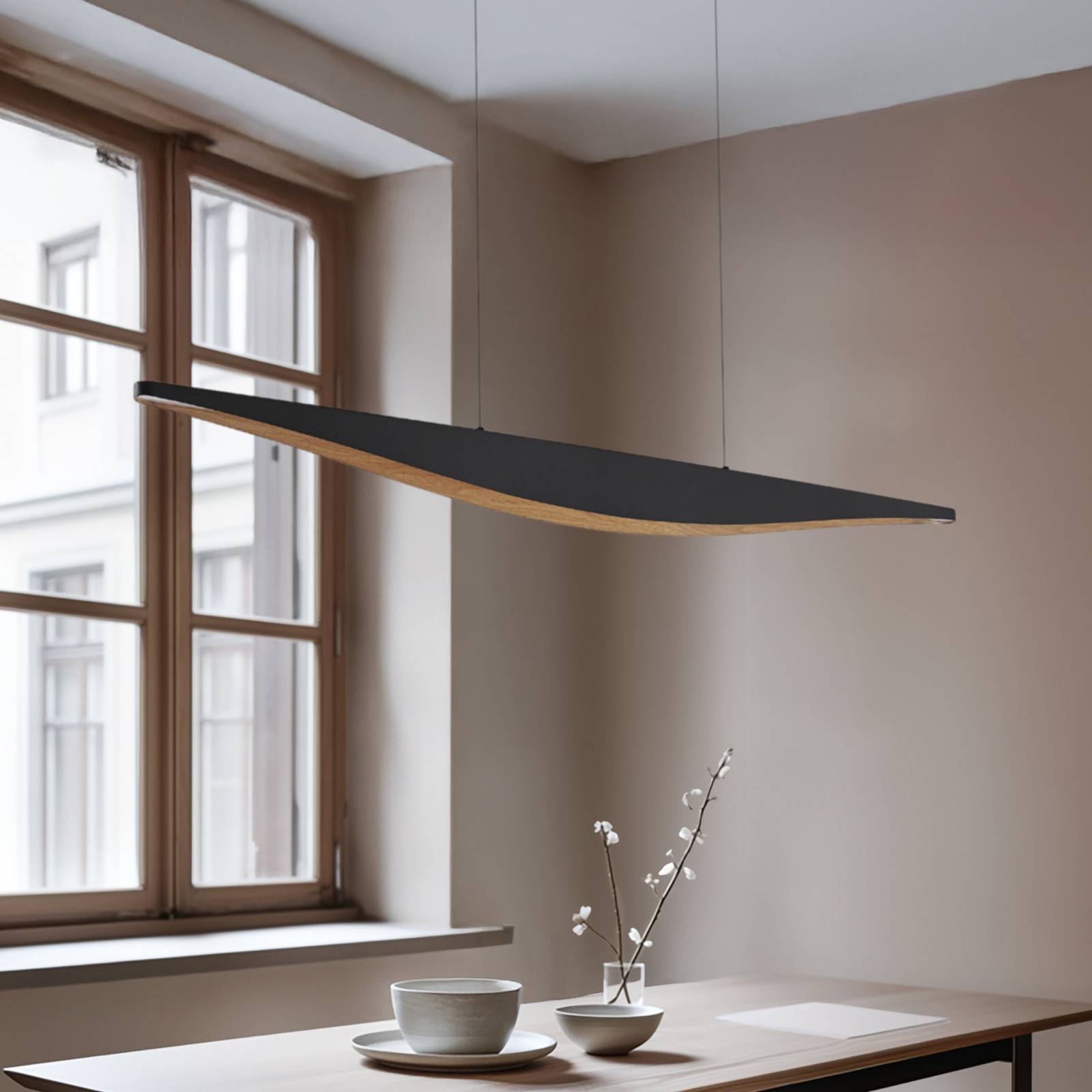 Lucande suspension LED Clavit, noir, 140 cm, CCT