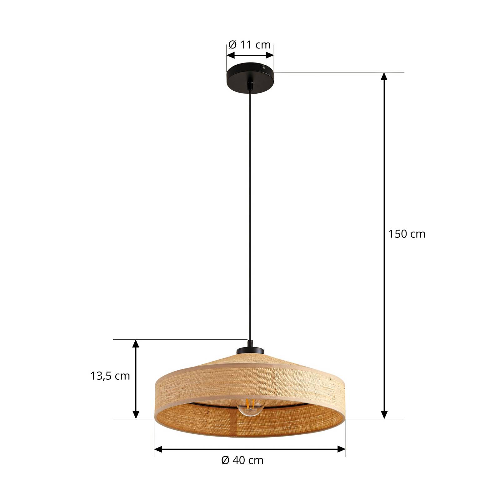 Lindby Hängeleuchte Haldor, Leinen, gewebt, natur, Ø 40 cm günstig online kaufen