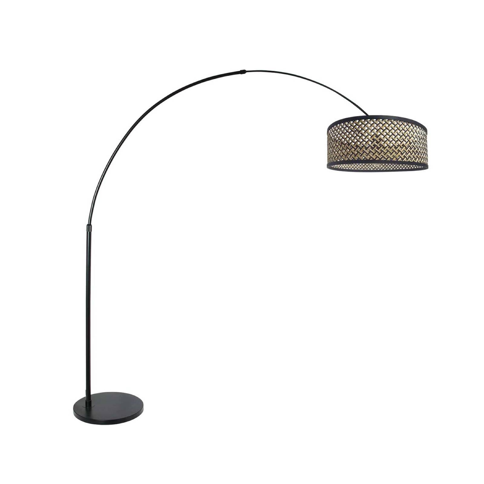 Bogenlampe Sparkled Light, schwarz/Geflecht schwarz-holz
