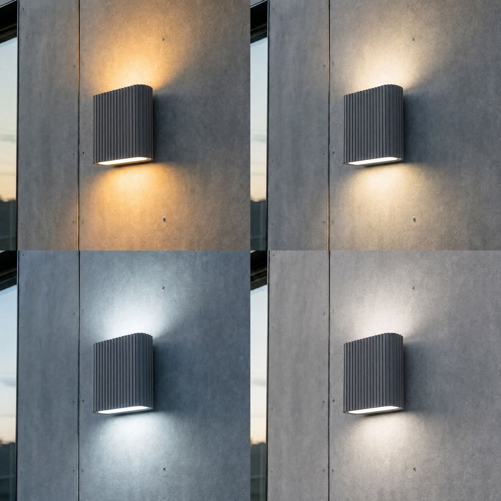 Lucande LED-Außenwandlampe Raija, anthrazit, Höhe 19 cm, CCT