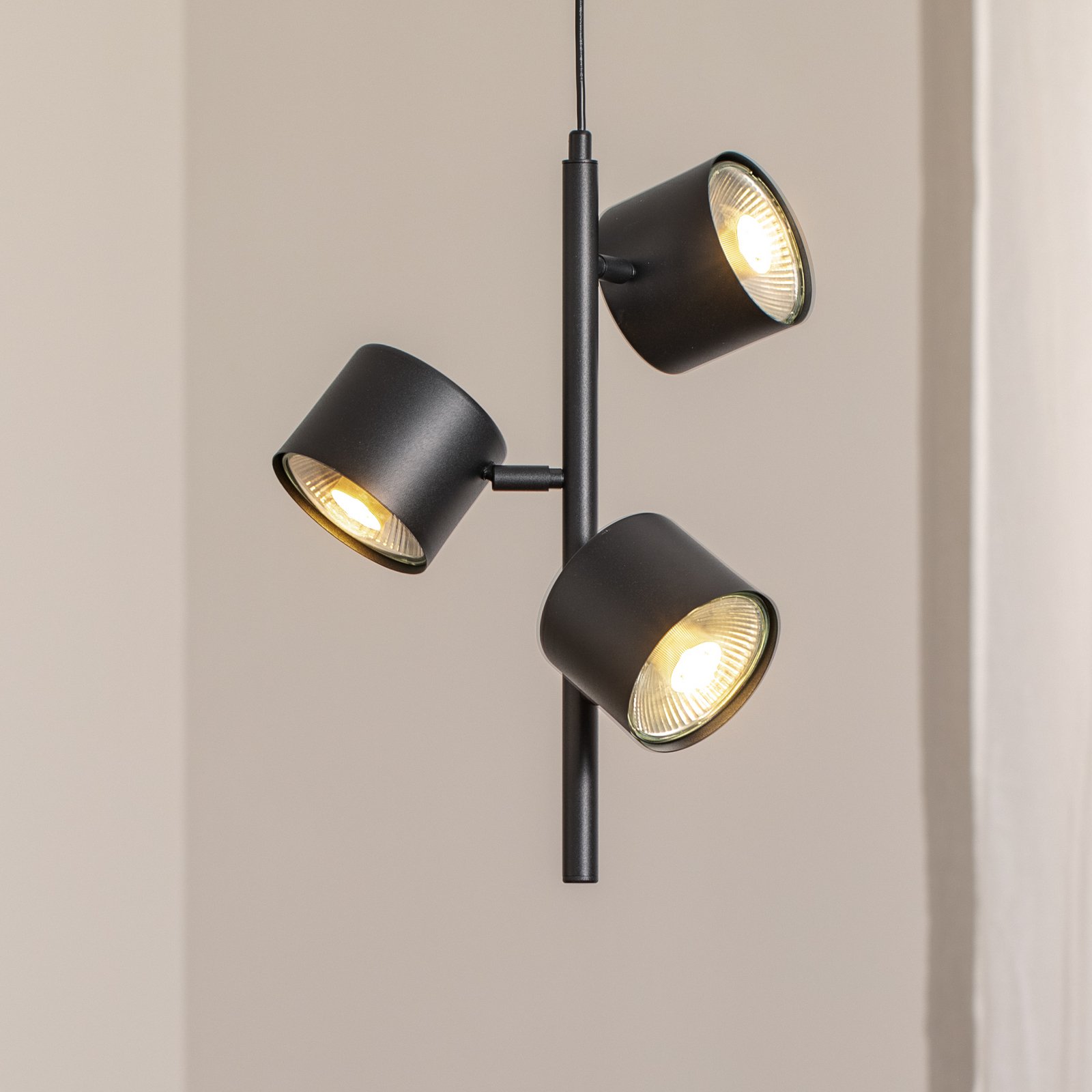 Lampada a sospensione 1047E, a 3 luci, nera