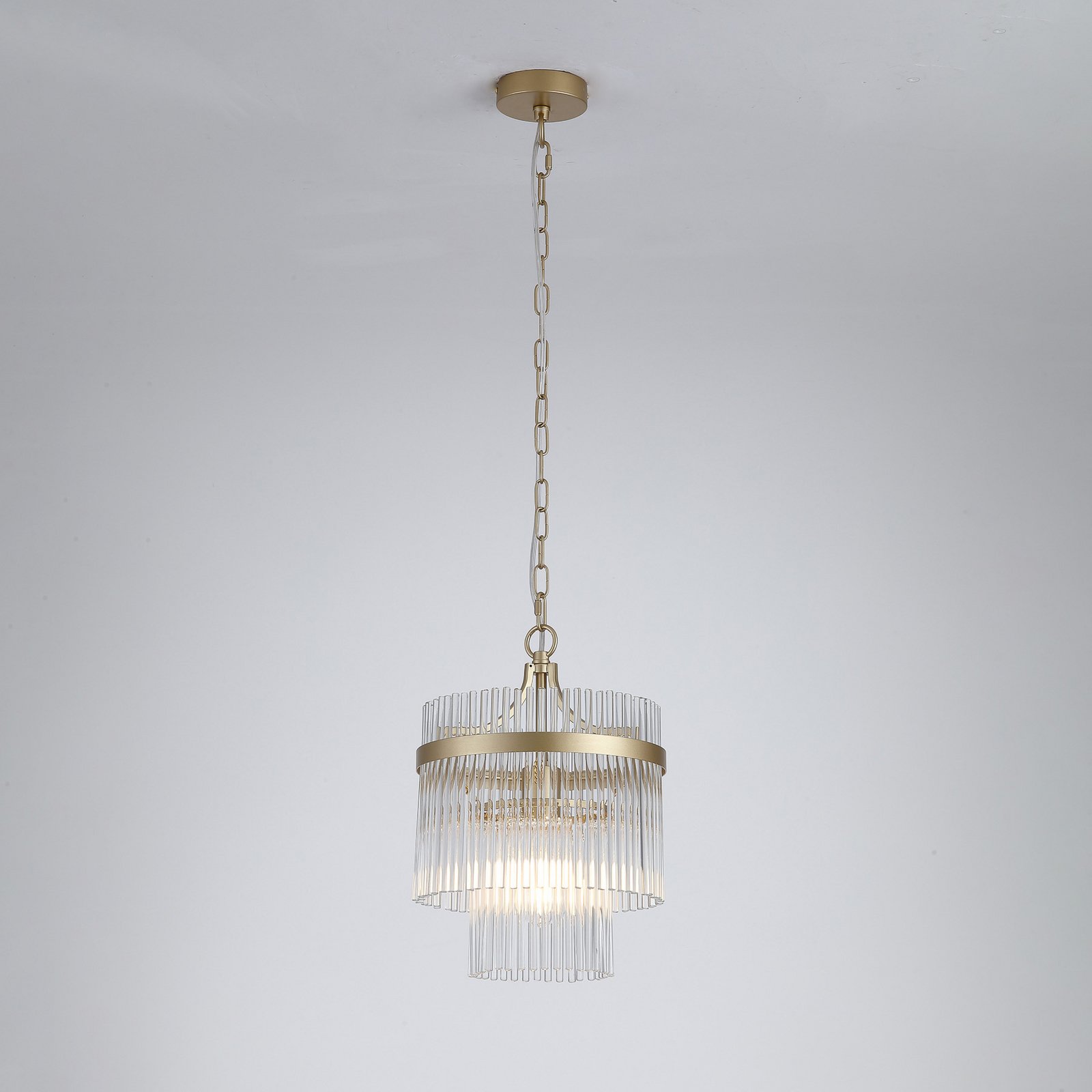 Suspension Lara, Ø 26 cm, dorée/transparente, verre/métal
