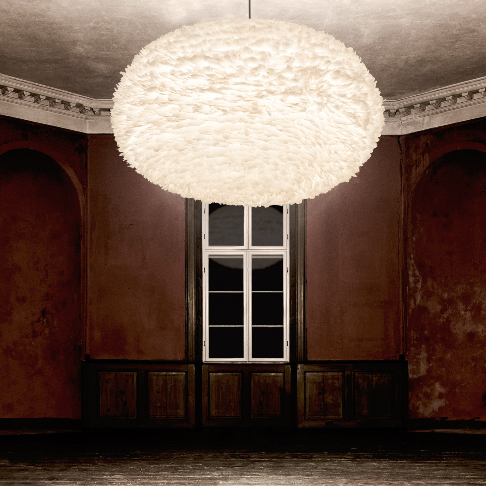 EOS XXL Hängelampe, weiß, Ø 110 cm, Federn E27 - UMAGE