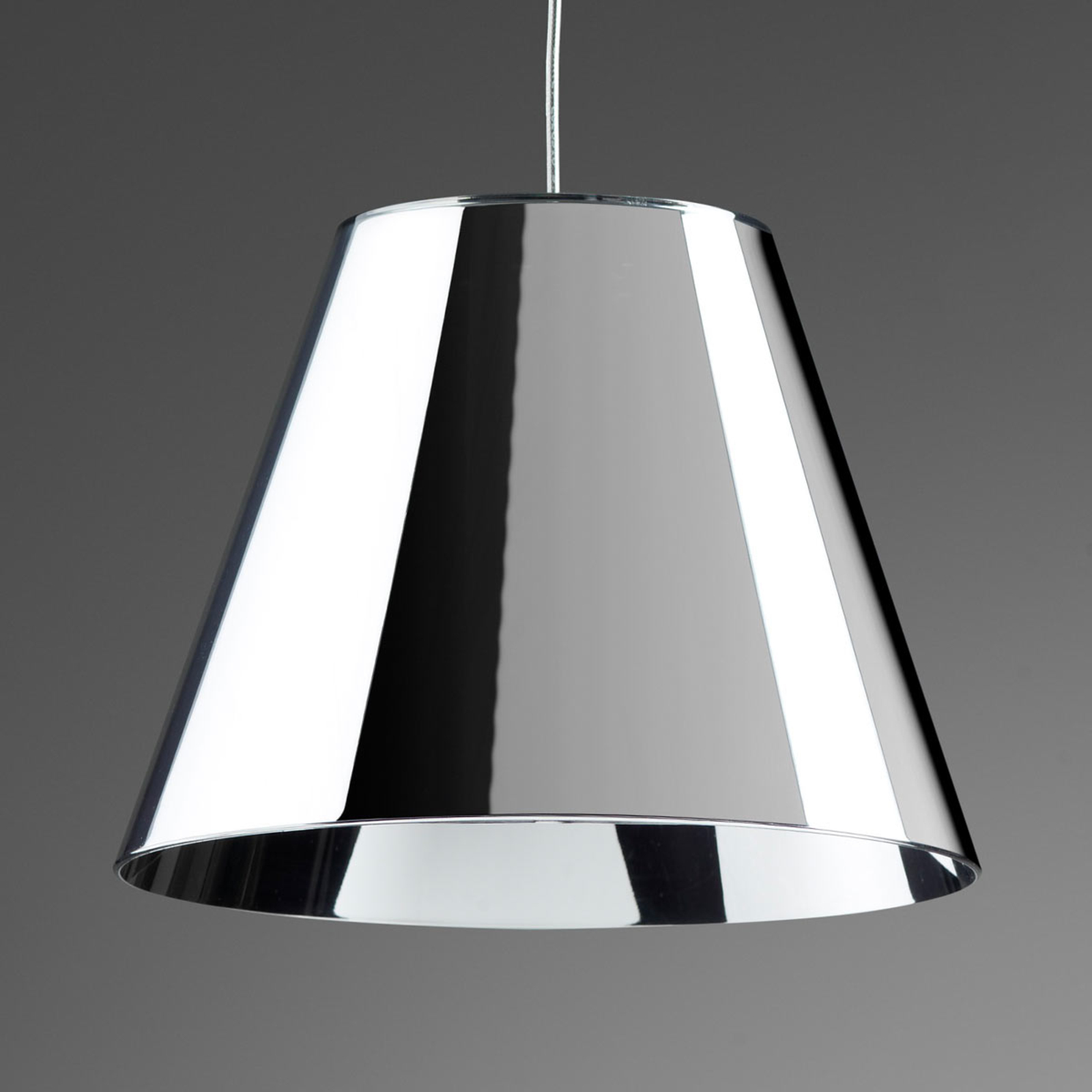Dina LED hanging light, chrome-coloured lampshade