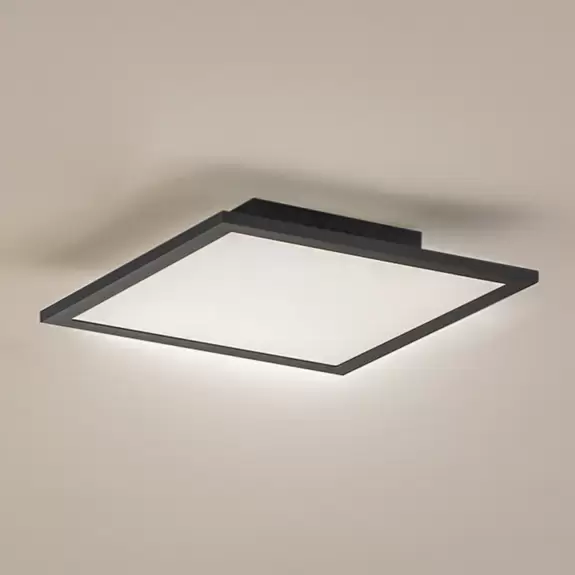 Lampenwelt Lindby LED-Panel Enhife, schwarz, 29,5 x 29,5 cm, Aluminium