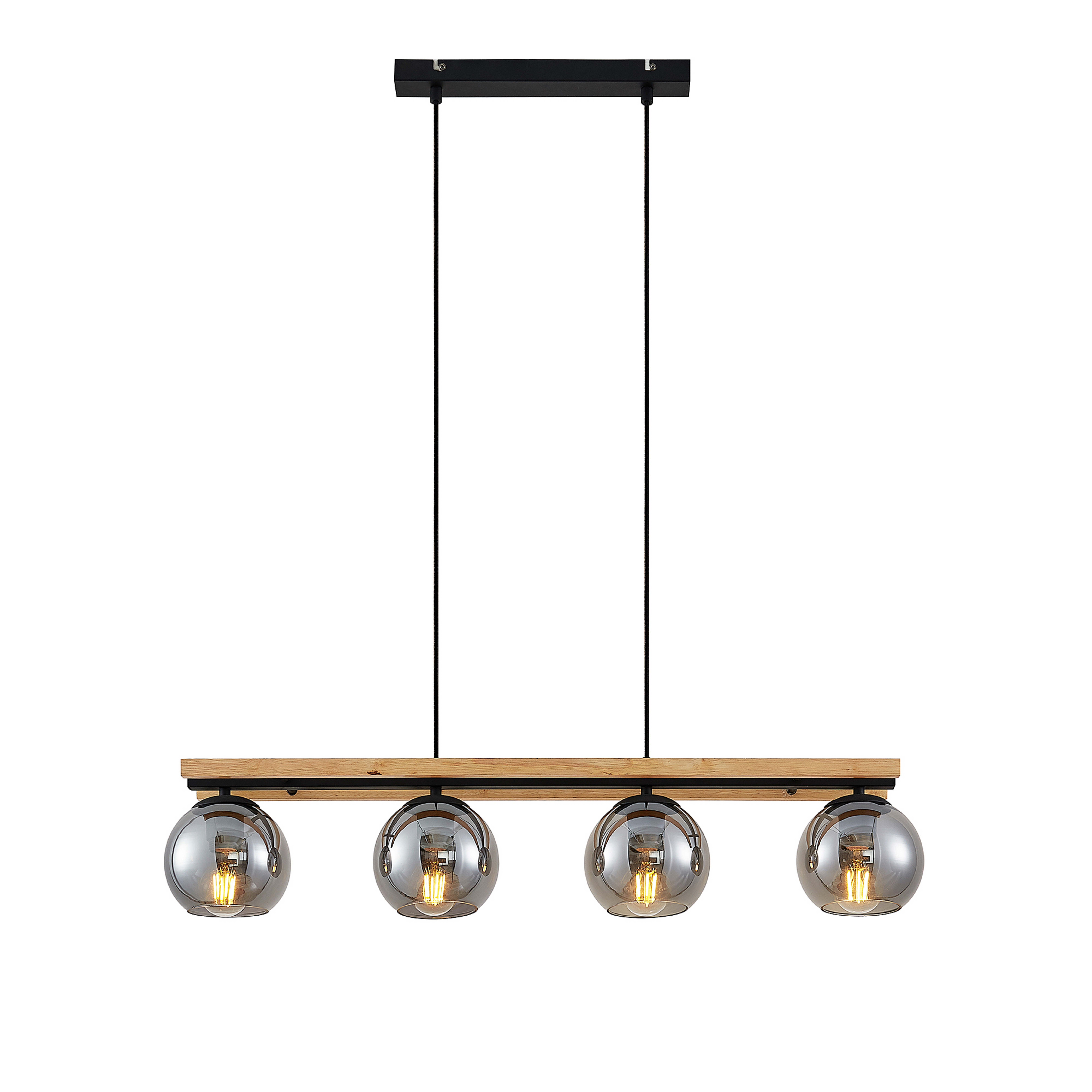 Philika Taklampa Smoke/Wood/Black - Lindby