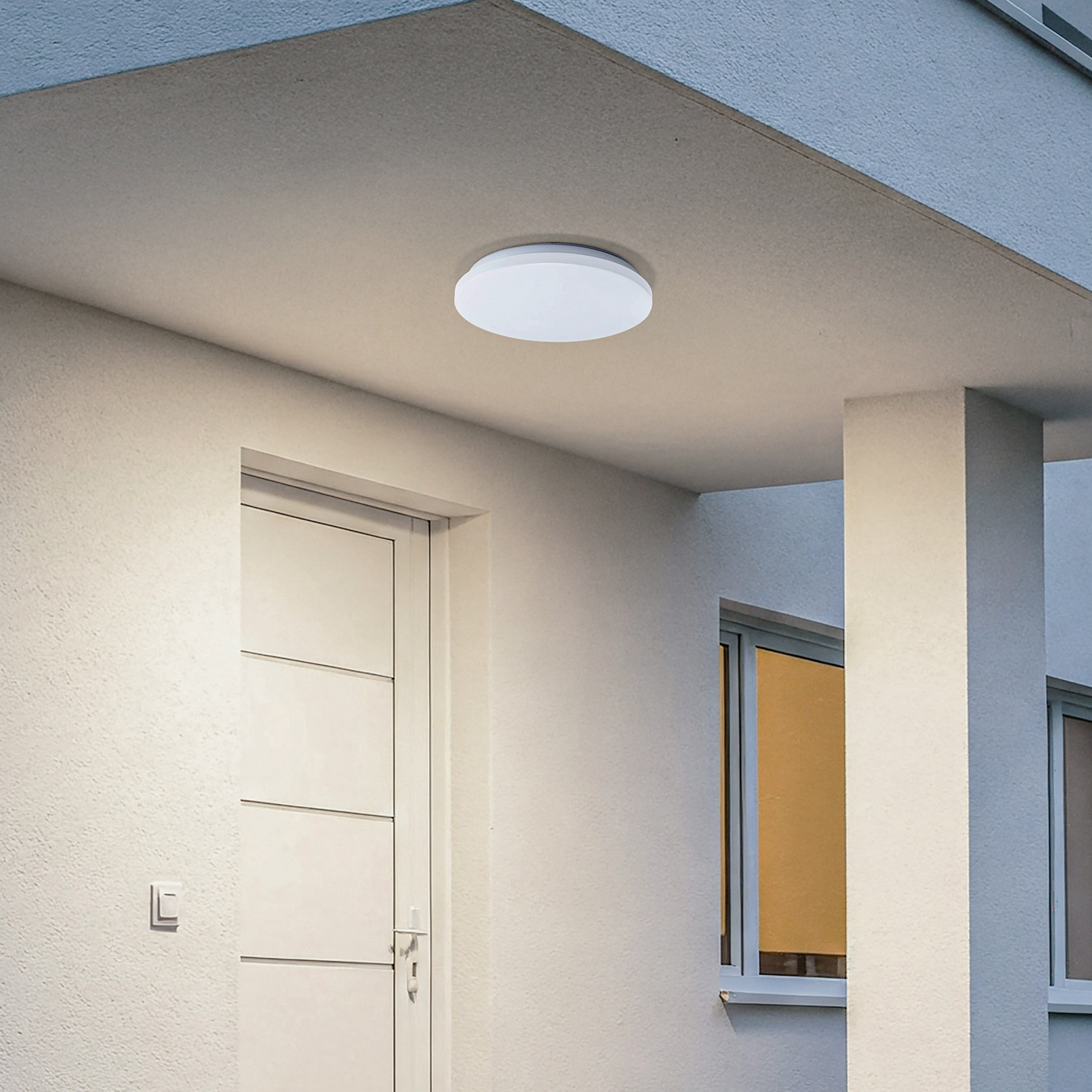 Lindby LED-Außendeckenleuchte Kirkola, 4000 K, Ø 34 cm, weiß