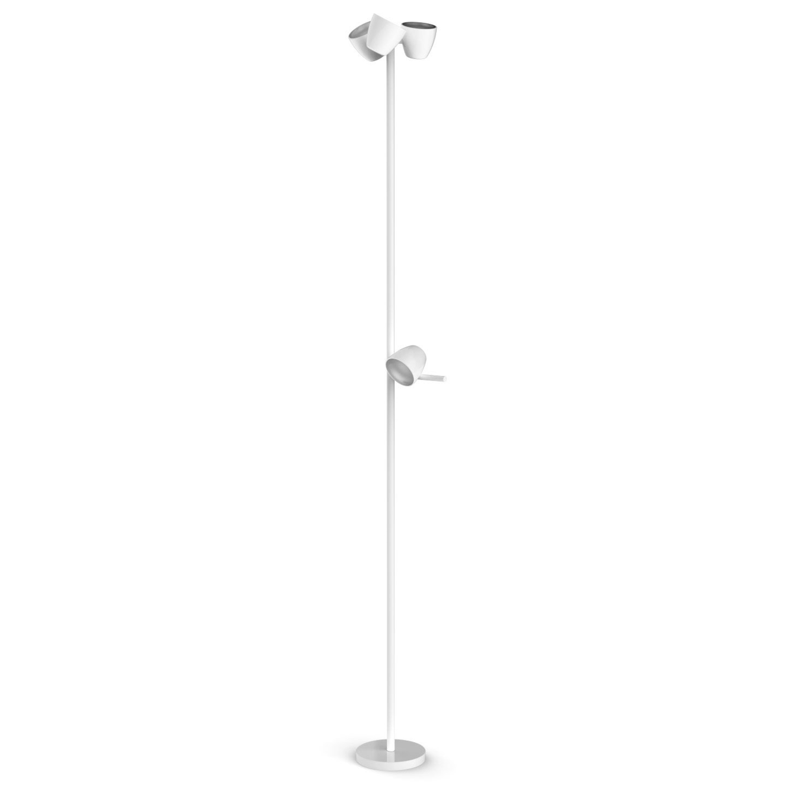 Lámpara de pie LED Trio de 4 luces, brazo de lectura, blanco
