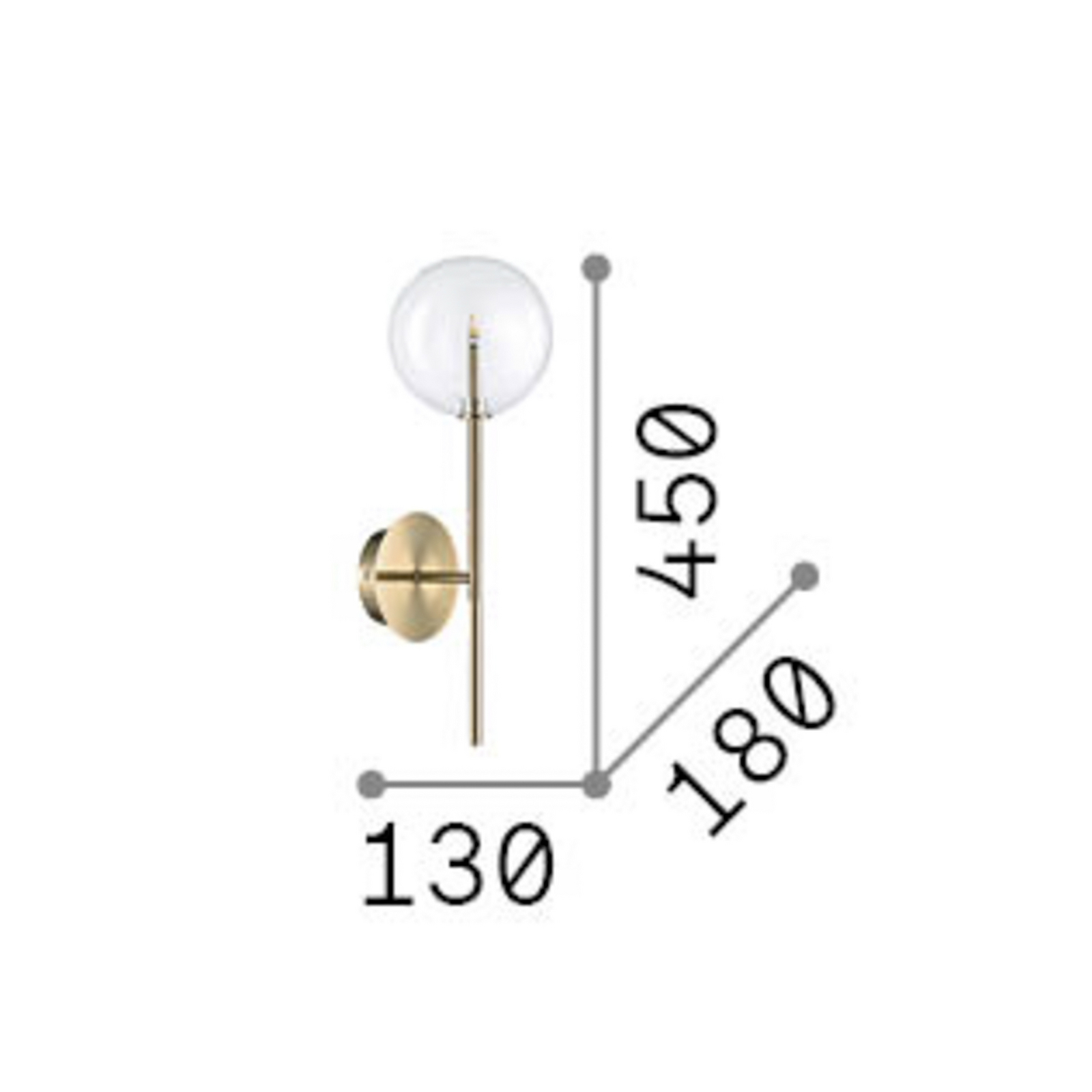 IDEAL LUX stenska svetilka Equinoxe, krom/dimno siva, višina 45 cm IDEAL LUX stenska svetilka Equinoxe, krom/dimno siva, višina 45 cm