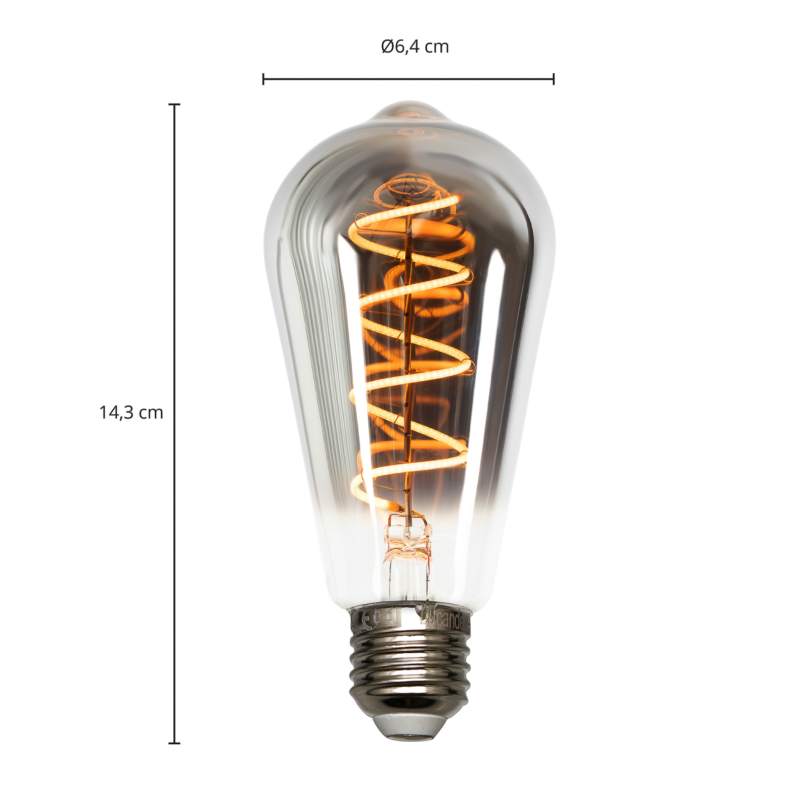 E27 4,9W LED-Rustikalampe, 1800K, 90 Lumen, smoke