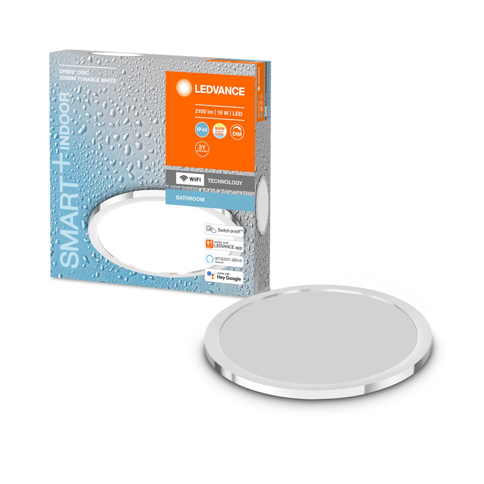 LEDVANCE SMART+ WiFi Orbis Disc, silber, Ø 30 cm