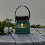Solární lampa Aston Jar, výška 12 cm, zelená/hnědá, IP44