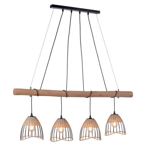 Suspension Reed en bois, à 4 lampes
