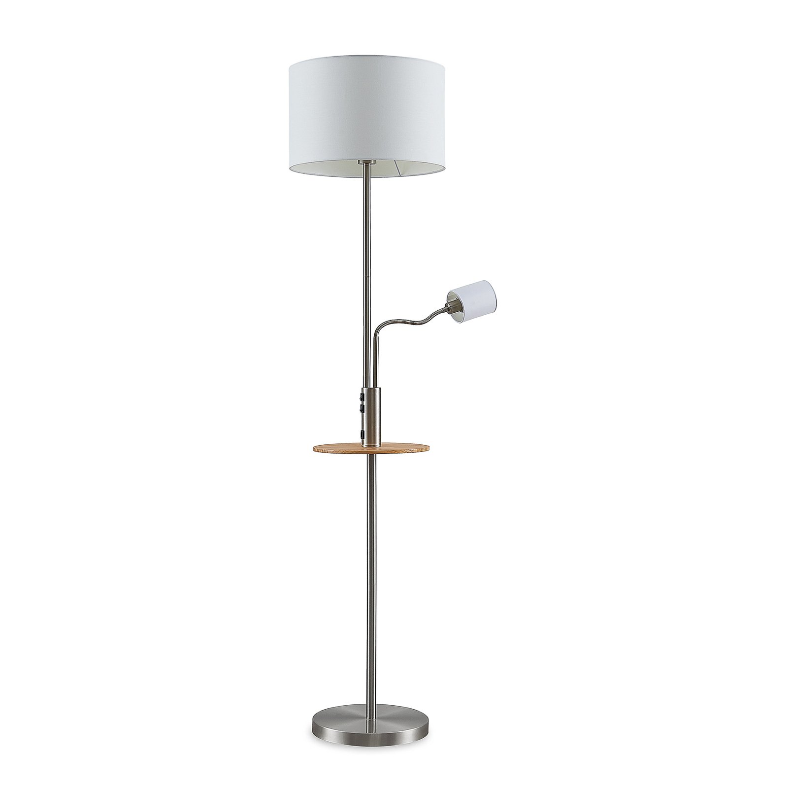 Aovan Gulvlampe w/USB Nickel - Lindby