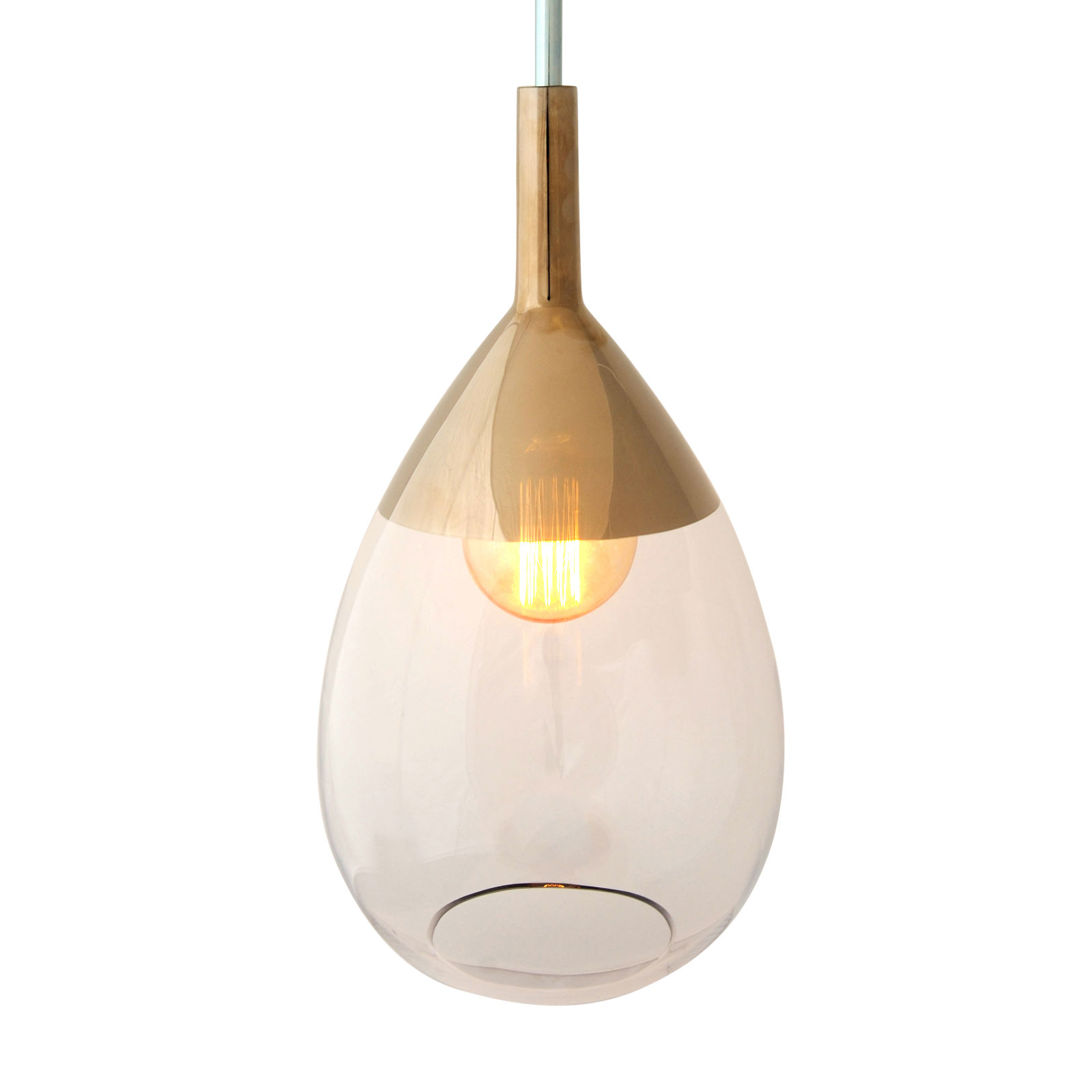 EBB & FLOW Стъклена висяща лампа Lute златисто-дим/злато