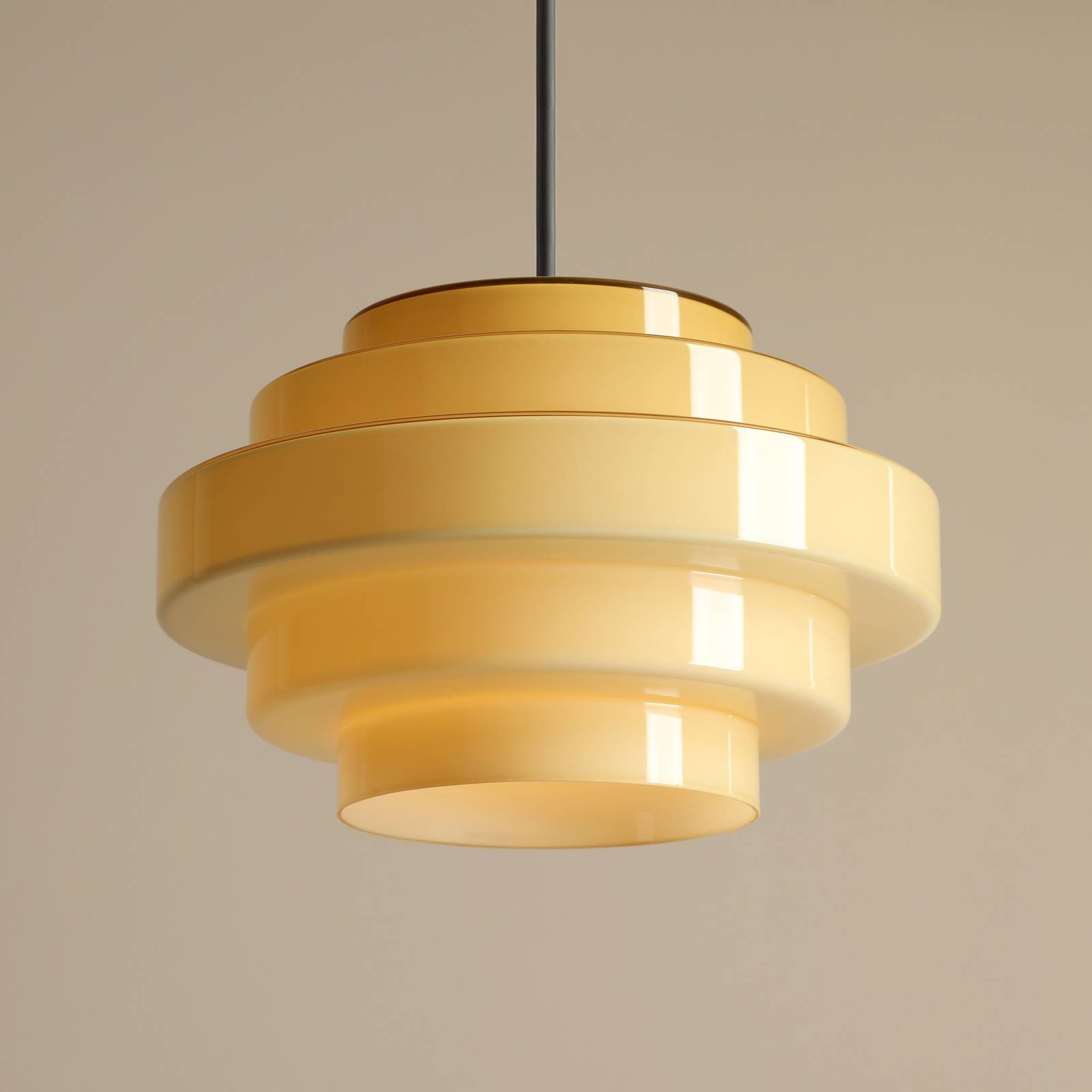 Hängeleuchte Filo, gelb, Ø 28 cm, Glas günstig online kaufen