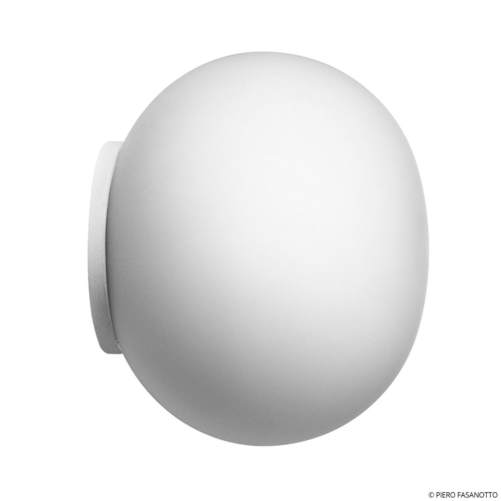 Mini Glo-Ball Spiegellampe/Wandlampe, weiß/opal - Flos