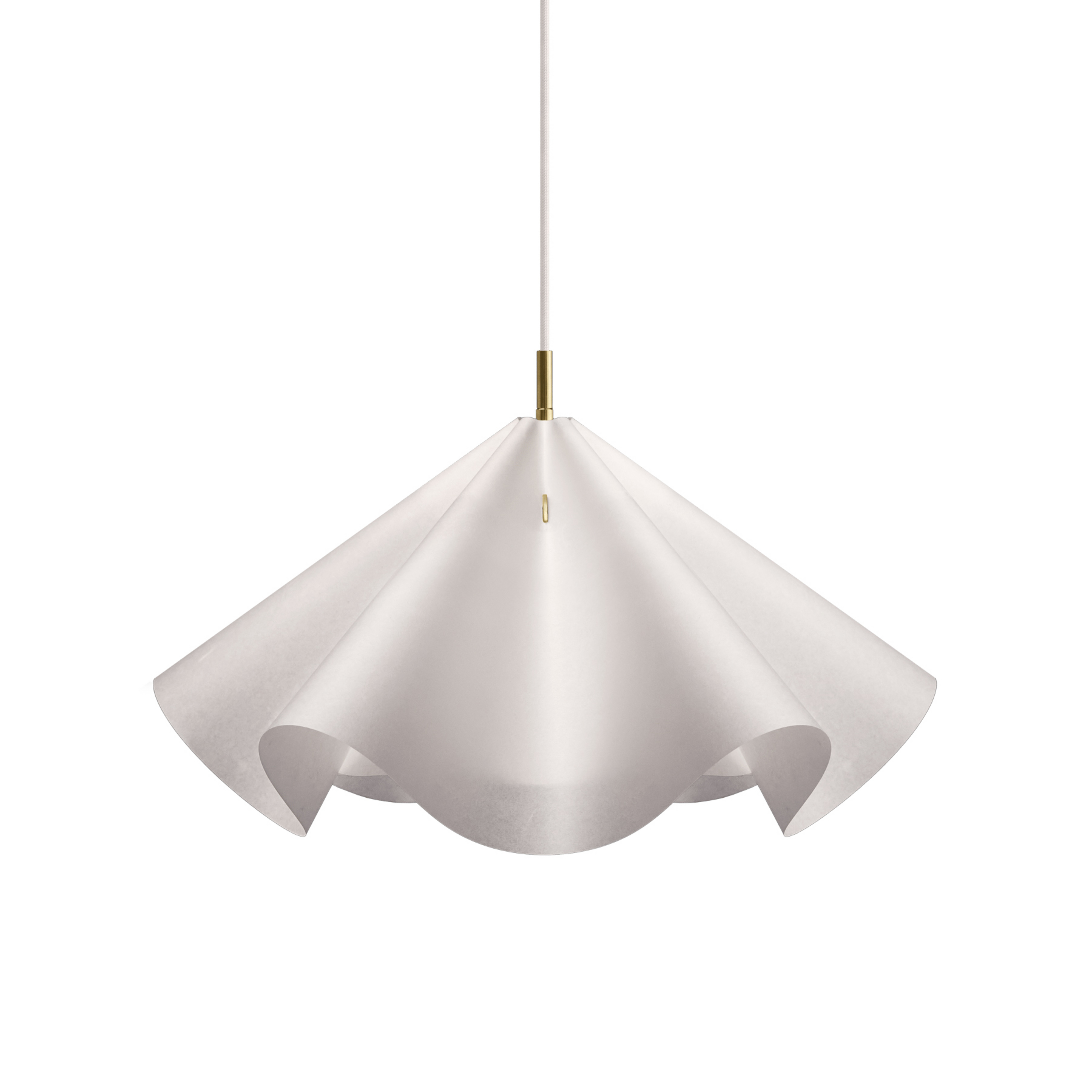 Sinuate lógó lámpa, sárgaréz/fehér, Ø60 cm, E27, papír – Moebe
