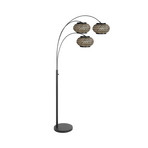 Nox Light álló lámpa, 3 izzós, fekete, bambuszfonat, E27