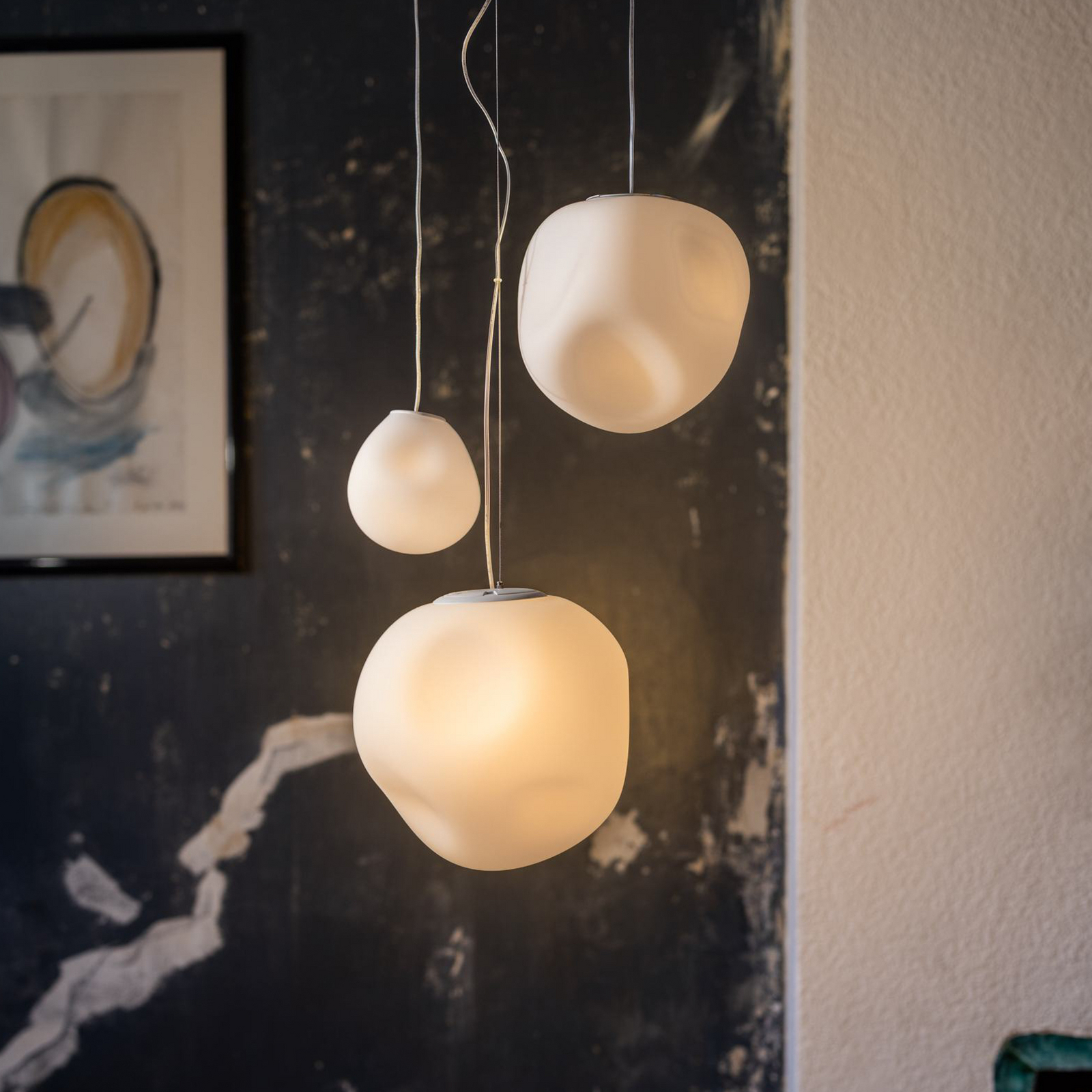 Foscarini pendant light Hoba Midi, Ø 19 cm, suspension system 1000 cm