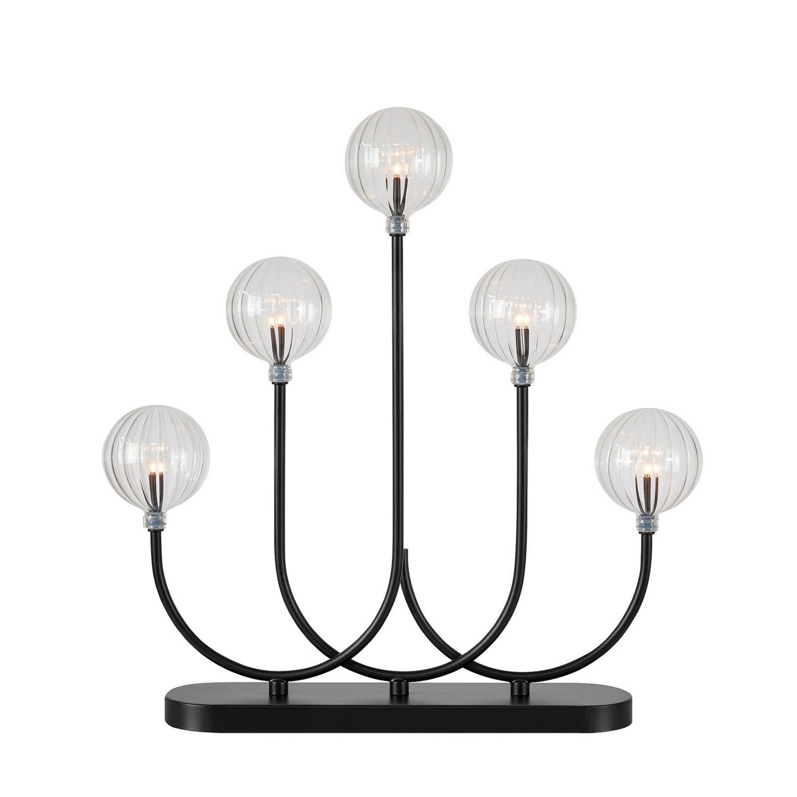 Kerzenhalter Enys, schwarz/klar, Eisen/Glas, 5-flammig, LED