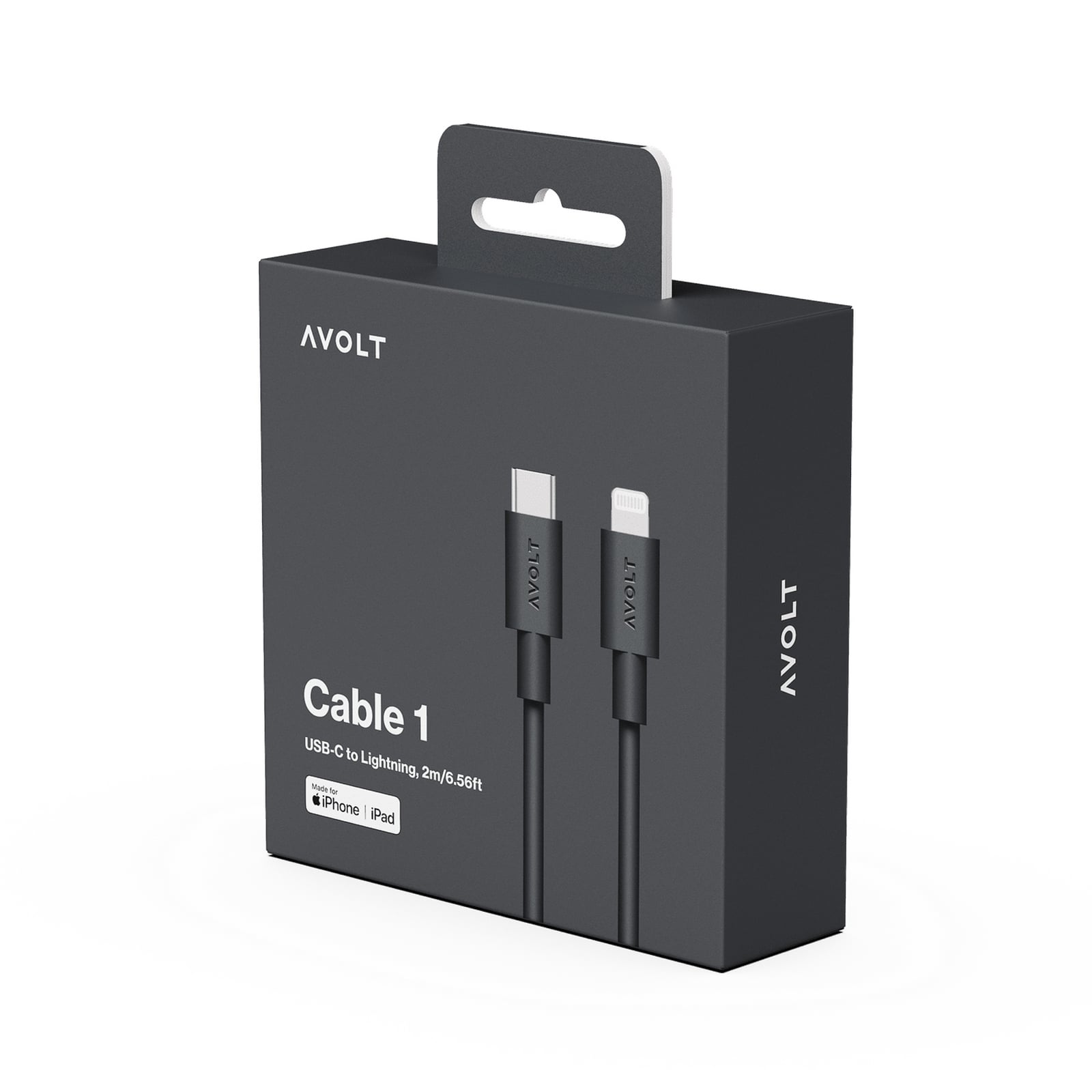 Kabel USB-C til Lightning C94, svart, lengde 2 m - AVOLT