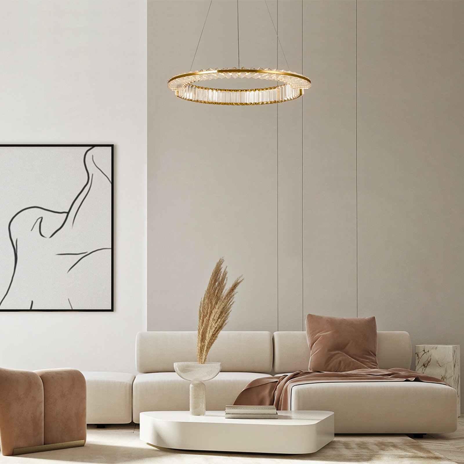 Maytoni LED-riippuvalaisin kruunu kulta Ø 62 cm kristalli 4000 K