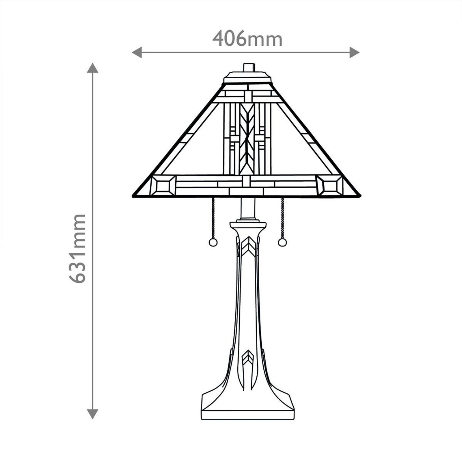 Lampa stołowa Navajo, styl Tiffany, stal, szkło, wielokolorowa