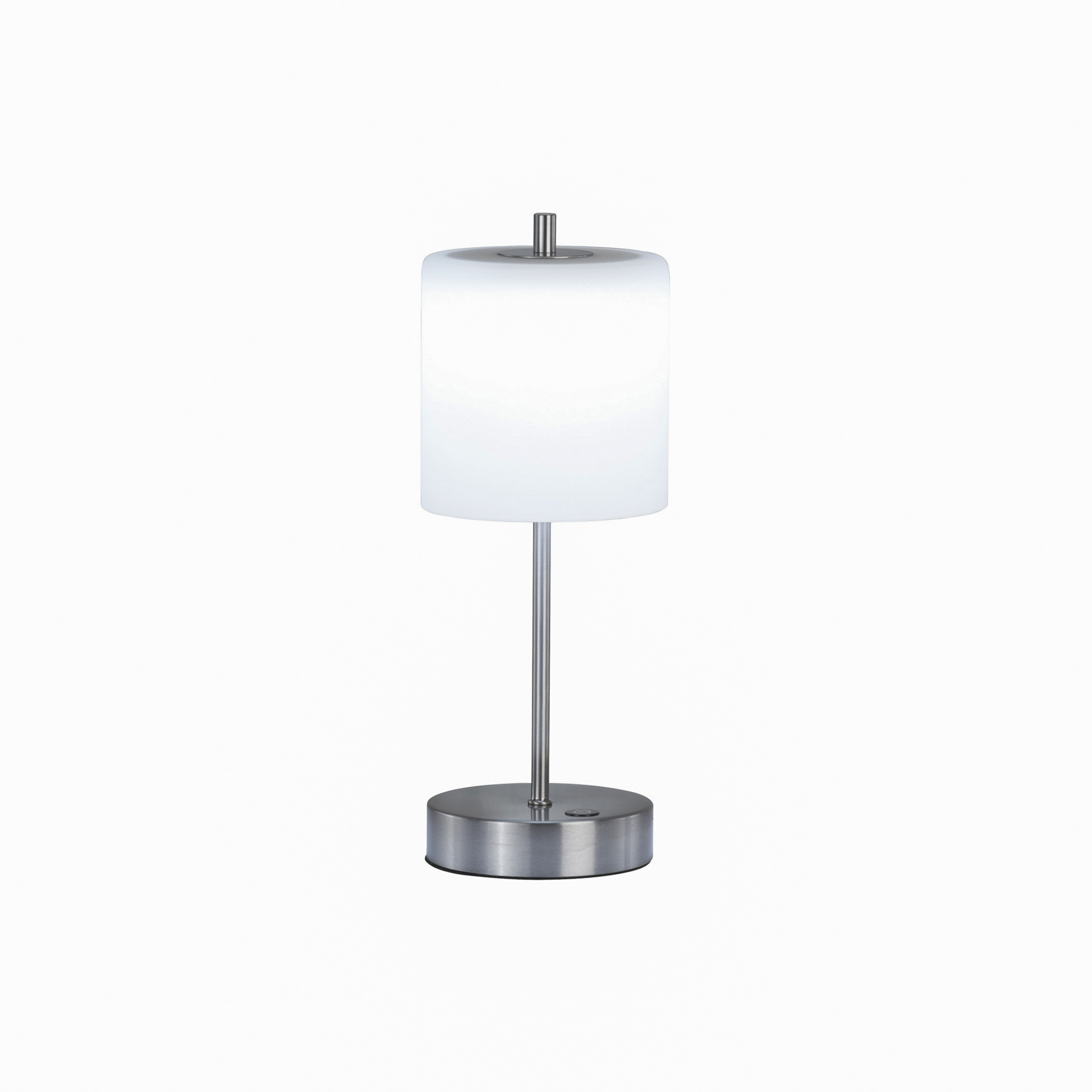 Lampe de table LED rechargeable Riva nickel/opale hauteur 34,5cm