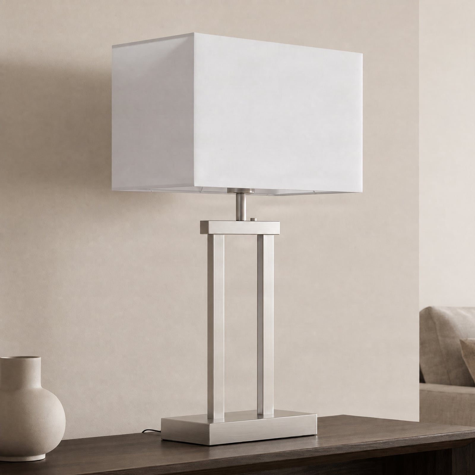 Sigurd Table Lamp White/Nickel - Lindby Sigurd Table Lamp White/Nickel - Lindby