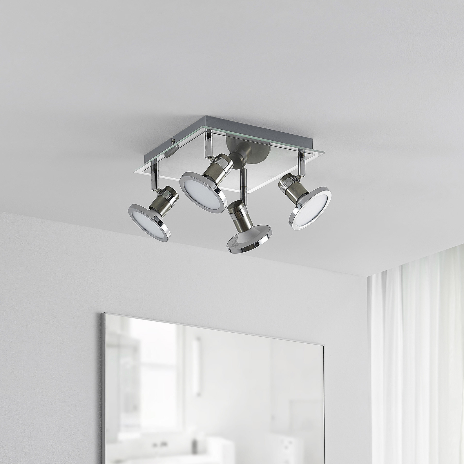 Moderne en Argent en Métal e à 4 lampes, A+ Lampe LED LED Plafonnier Pilou à intensité variable pour Cuisine Lampe Plafond Eclairage LED Eclerage de Lindby a Luminaire Plafonnier 