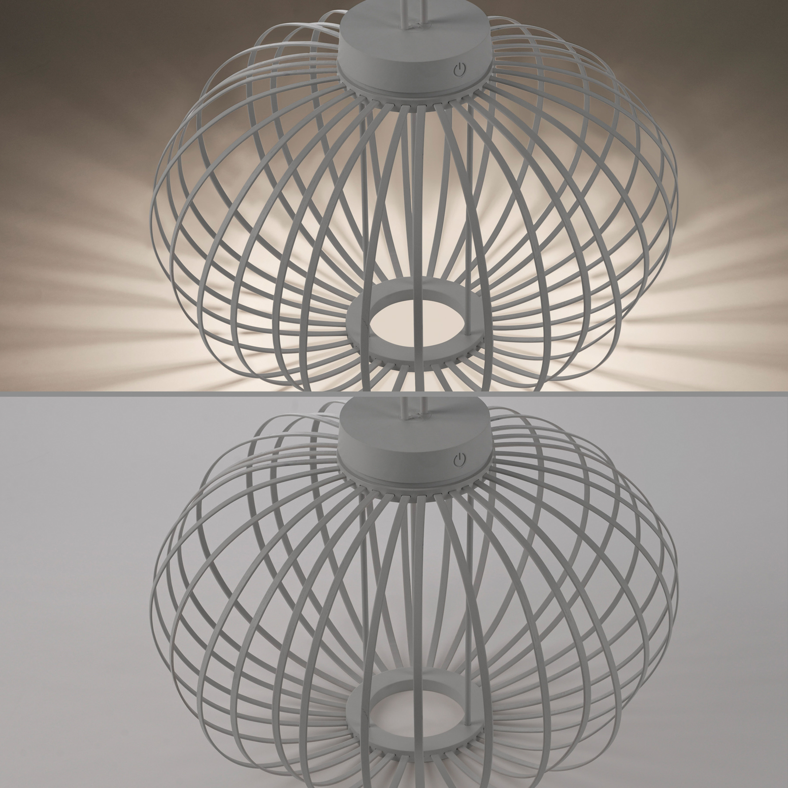 JUST LIGHT. LED table lamp Akuba grey-beige 37cm bamboo
