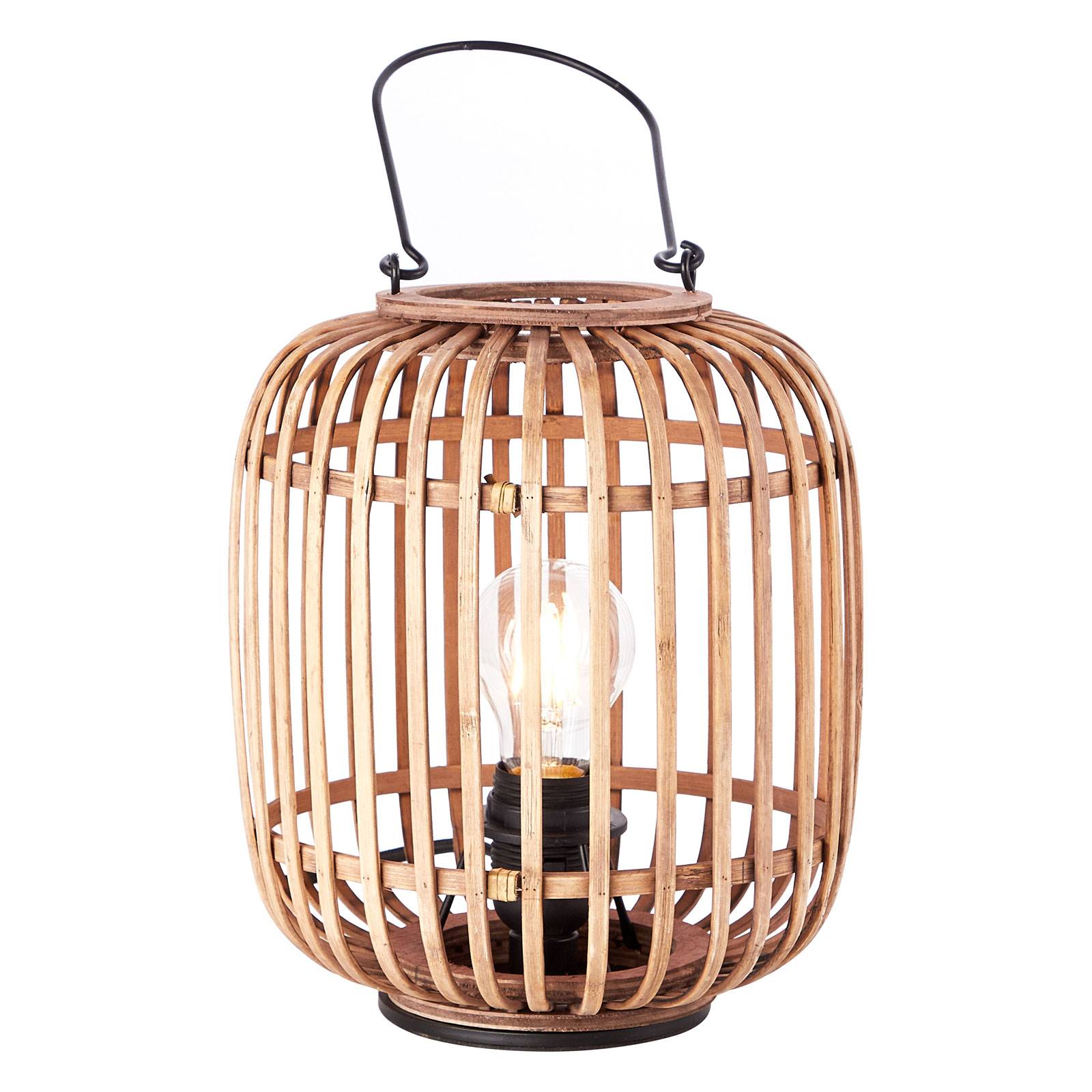 Lampa stołowa Woodrow, uchwyt rattan, jasnobrązowa