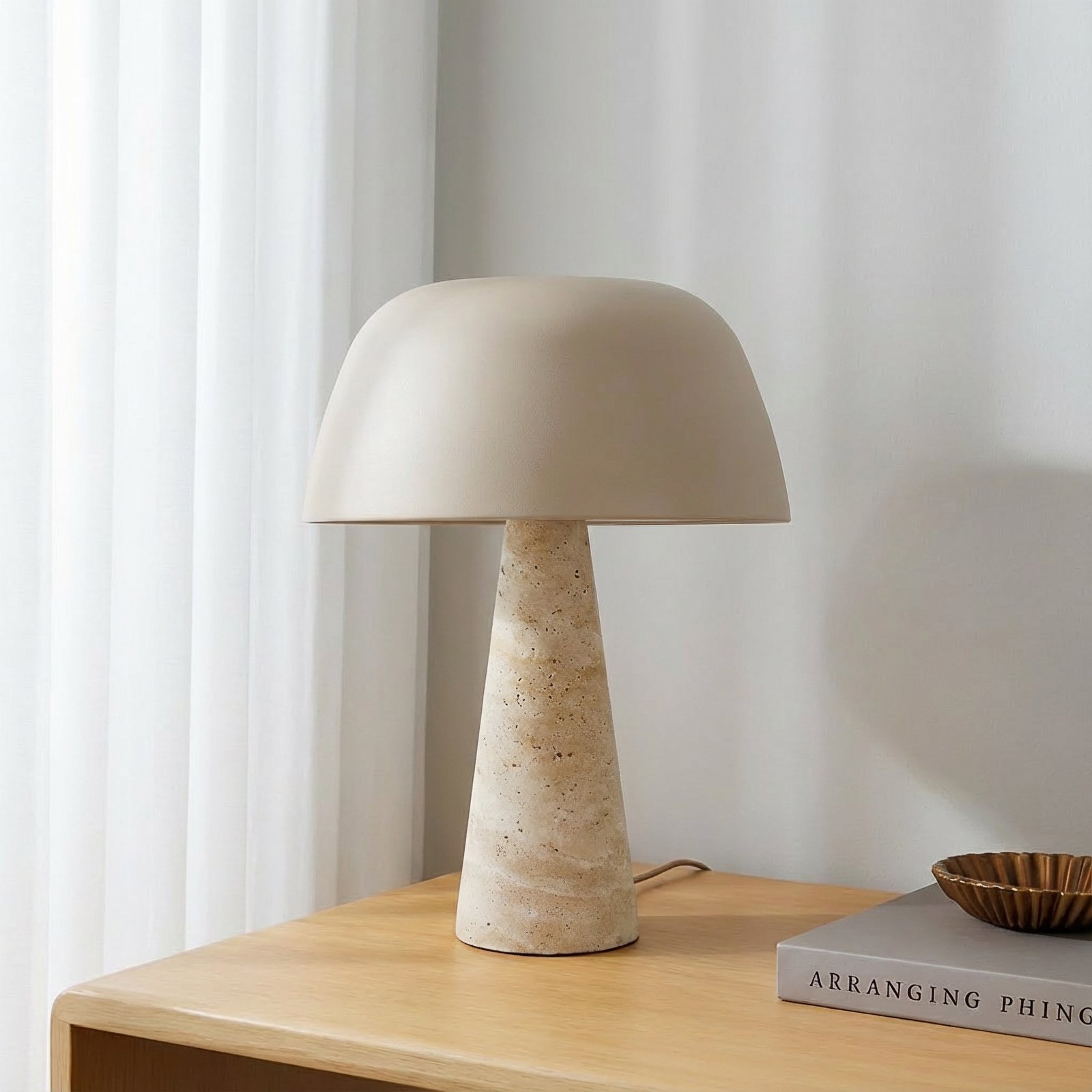 Magritt stolová lampa béžová 41 cm kameň - Lindby