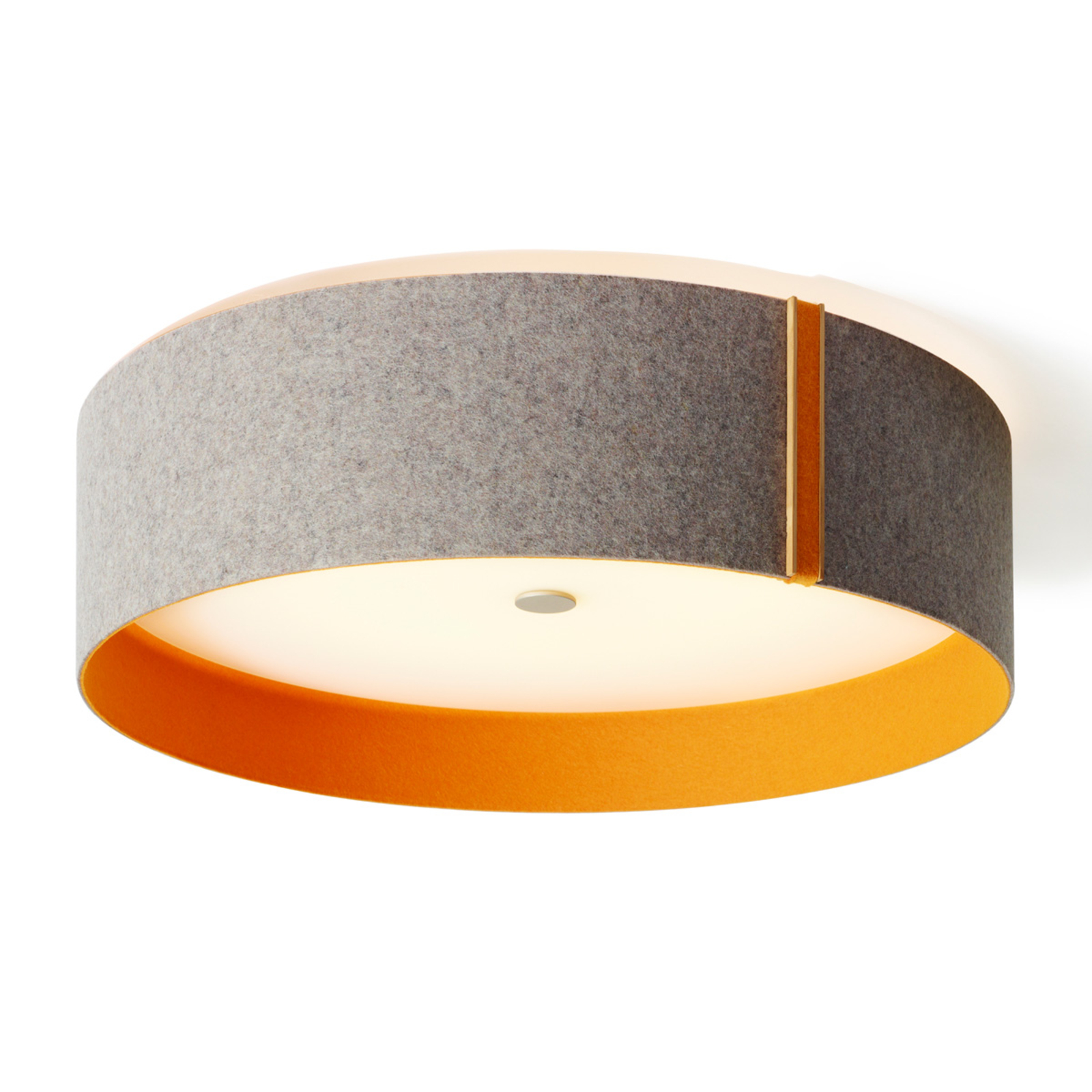 Domus Orange-grey felt ceiling light Lara with LED, for Living / Dining Room, wool felt, frosted perspex, 25 W, energy efficiency: A+, H: 12.5 cm