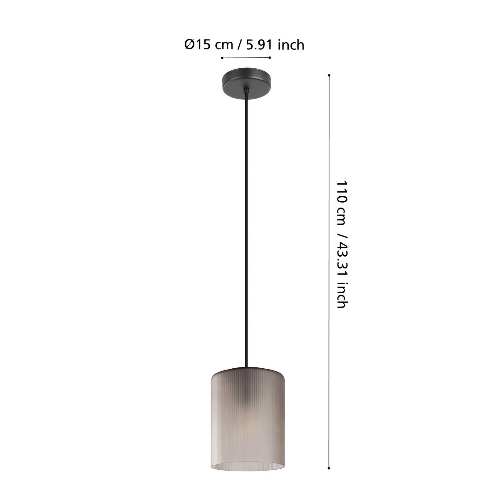 Żyrandol Colomera, średnica 15 cm, czarno-szara, szkło