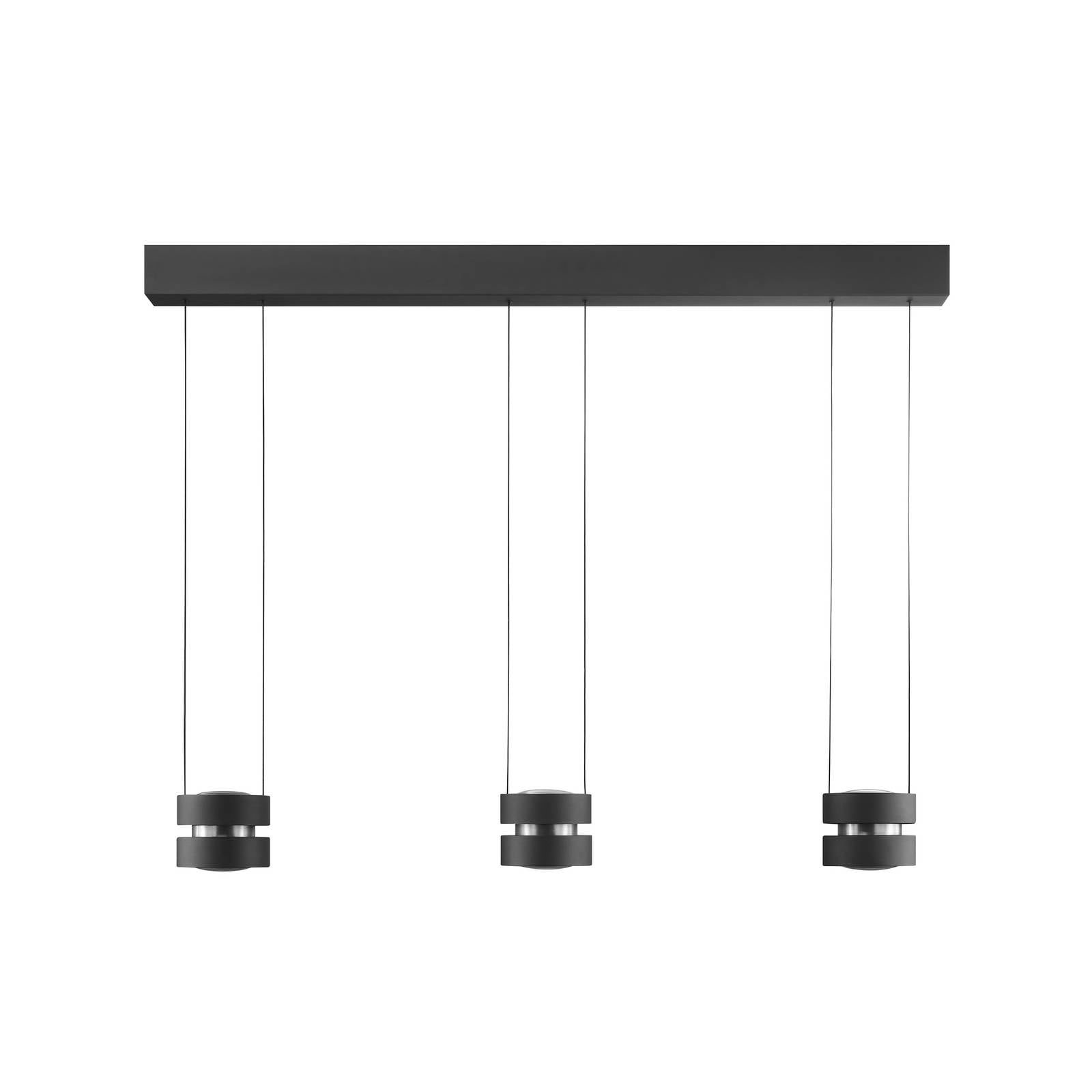 LED-Hängelampe Glow-Sphere, Länge 112 cm, schwarz, Metall