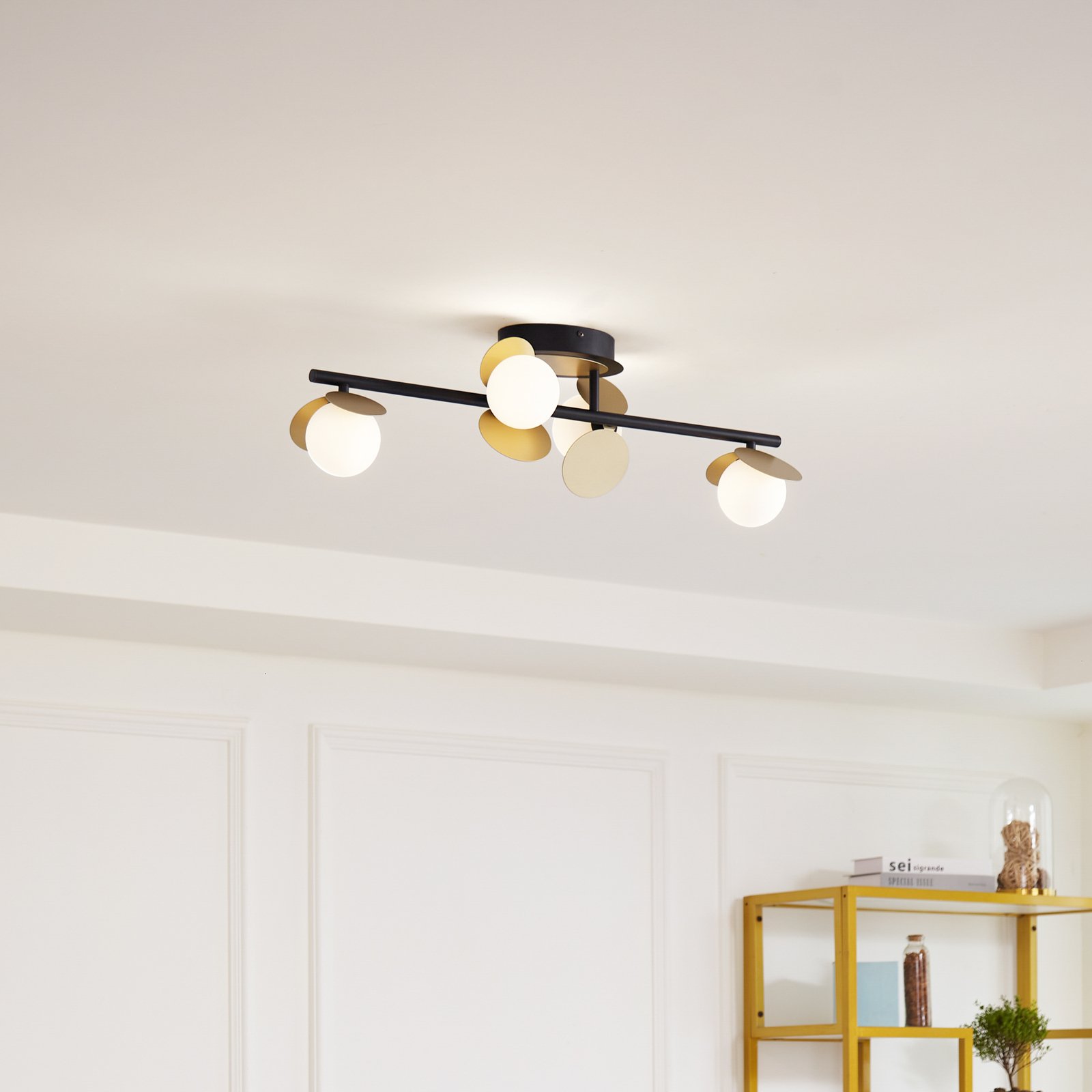 Pallo 4 LED Kattovalaisin Musta/Kulta - Lucande
