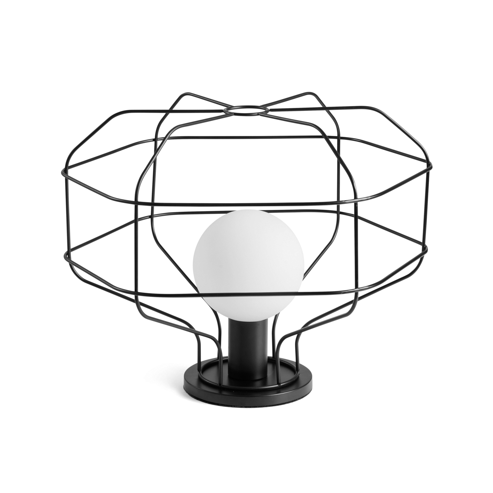 Wire table lamp, black, metal cage, 40 x 33 cm, dimmable