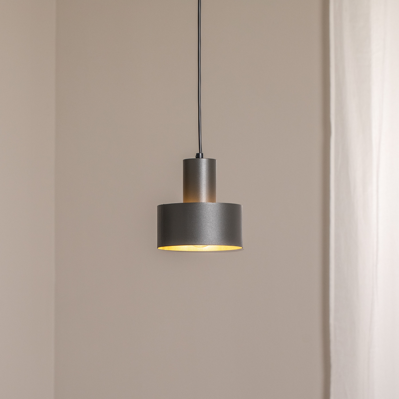 Suspension Rif S, vert olive, à 1 lampe, Ø 15 cm, acier 