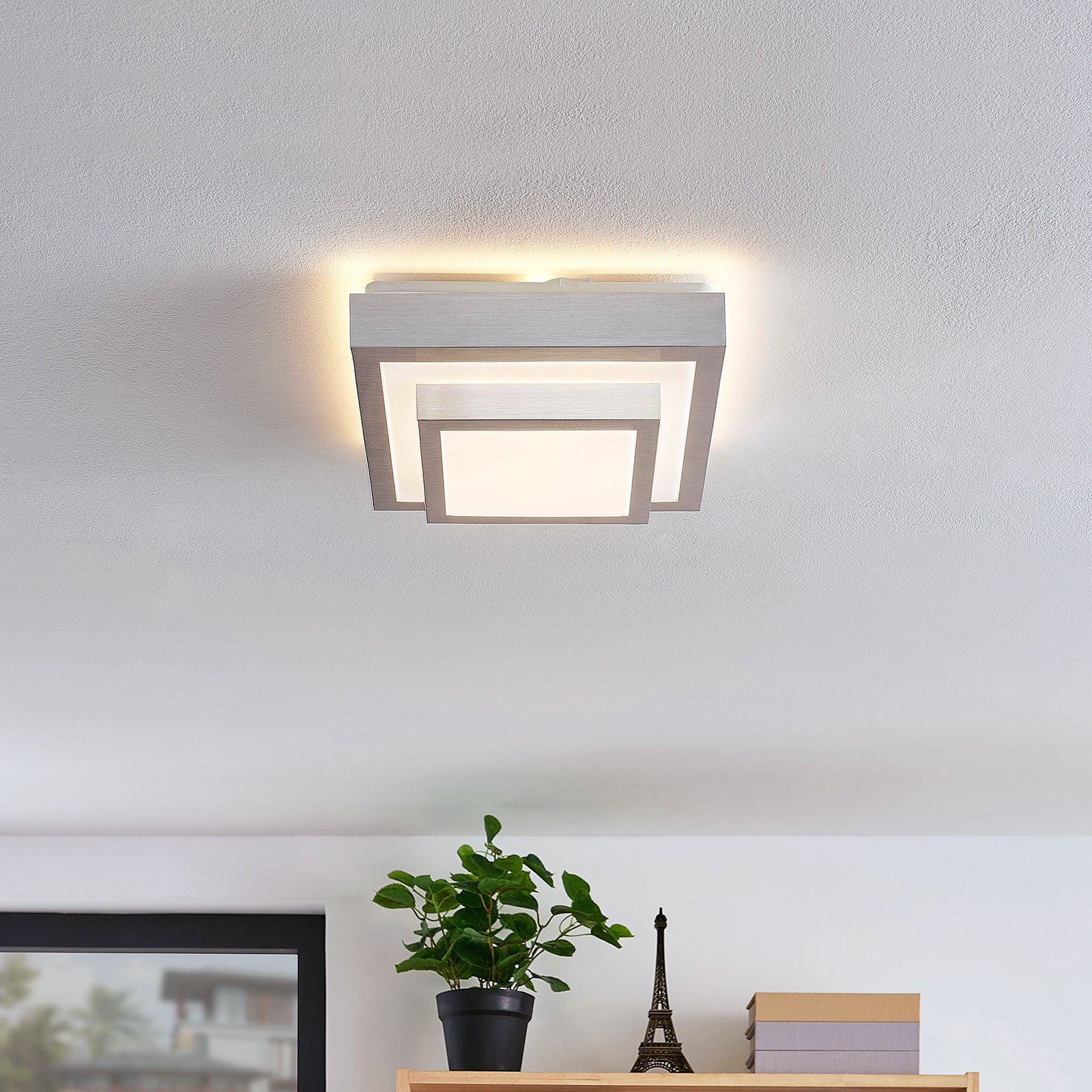 Lindby Mirco LED stropní světlo, hranaté, 27 cm