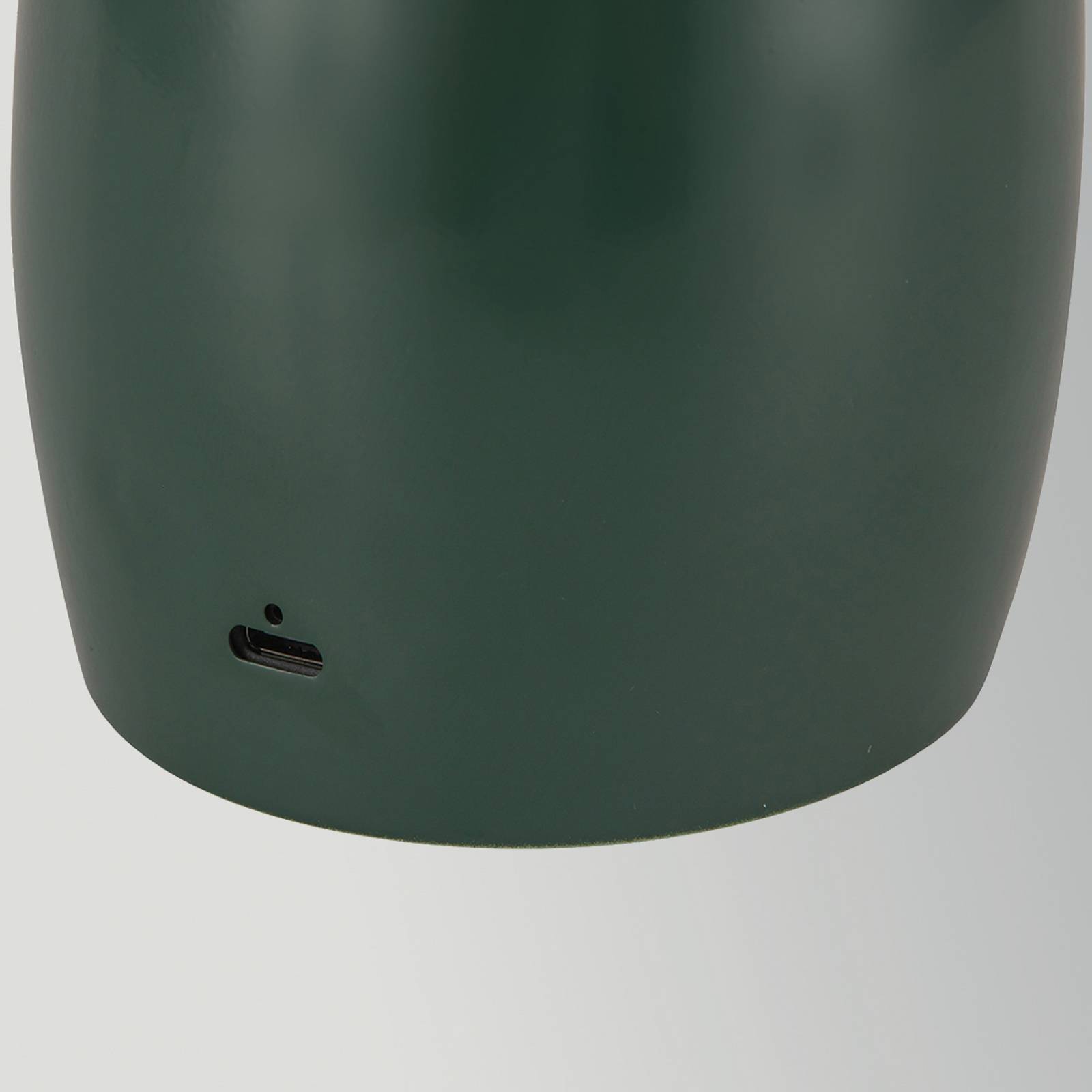 Lampa stołowa LED na akumulator Poppy, zielona, wysokość 27 cm, metalowa,